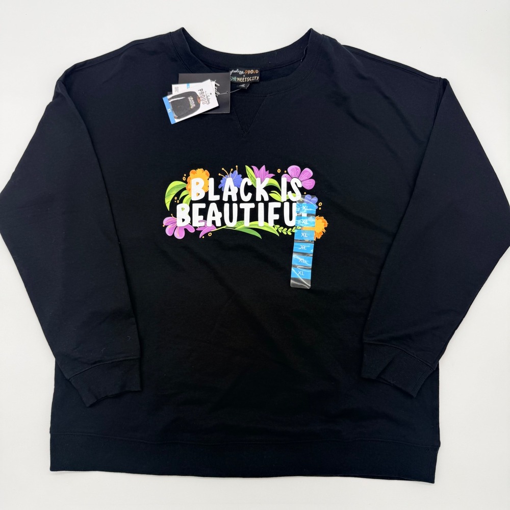 Feeling Proud x SheMeetsCity Black Is Beautiful Floral Sweatshirt XL New - Picture 1 of 4